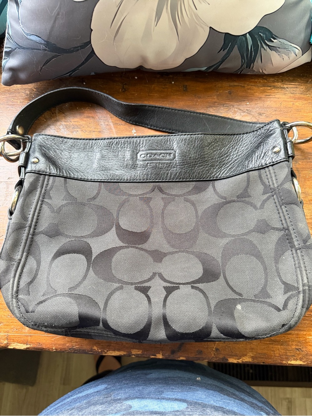 Coach Charcoal/Black Signature Canvas Shoulder Bag